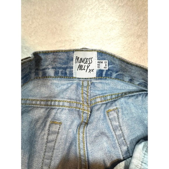 Princess Polly Acid Wash denim womens 8 High Rise straight taper organic cotton - Picture 7 of 11